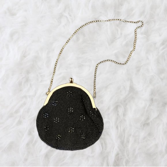 Beaded Black & Gold Shoulder Bag - Picture 1 of 6